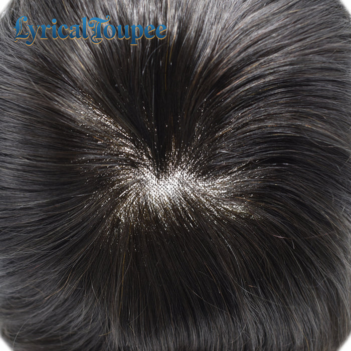 LYRICAL TOUPEE Fine Mono Poly Skin Mens Hair Pieces French Lace Front Hair Replacement System for Mens Toupee Monofilament