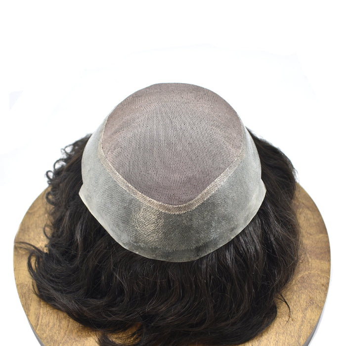 LYRICAL TOUPEE US STOCK Afro Toupee For Black Men Fine Mono Men Wave Hair Unit Clear Poly Around Kinky Curly Hairpiece