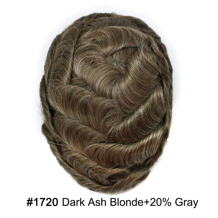 LYRICAL TOUPEE US STOCK Men Toupee Fine Monofliament Durable Mens Hair System Human Hair Mens Hairpiece
