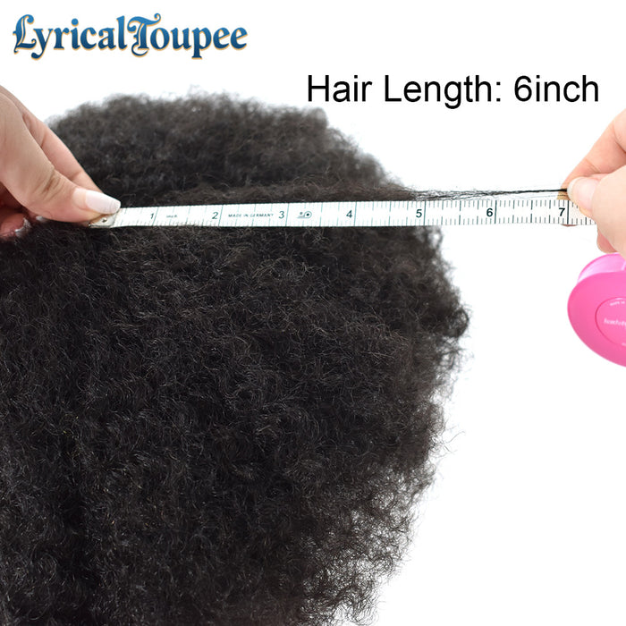 LYRICAL TOUPEE US Stock Afro Toupee for Black Men Full PU Curly Hair Unit For American African Men
