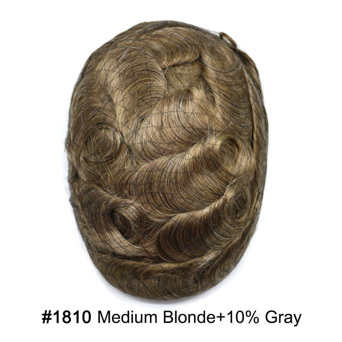 LYRICAL TOUPEE US STOCK Men Toupee Fine Monofliament Durable Mens Hair System Human Hair Mens Hairpiece