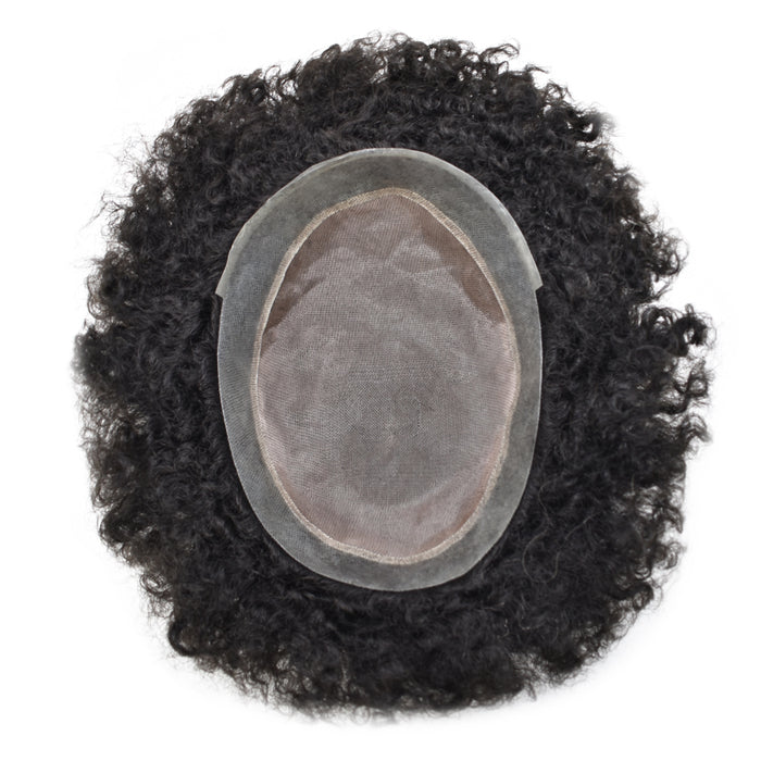 LYRICAL TOUPEE US STOCK Afro Toupee For Black Men Fine Mono Men Wave Hair Unit Clear Poly Around Kinky Curly Hairpiece