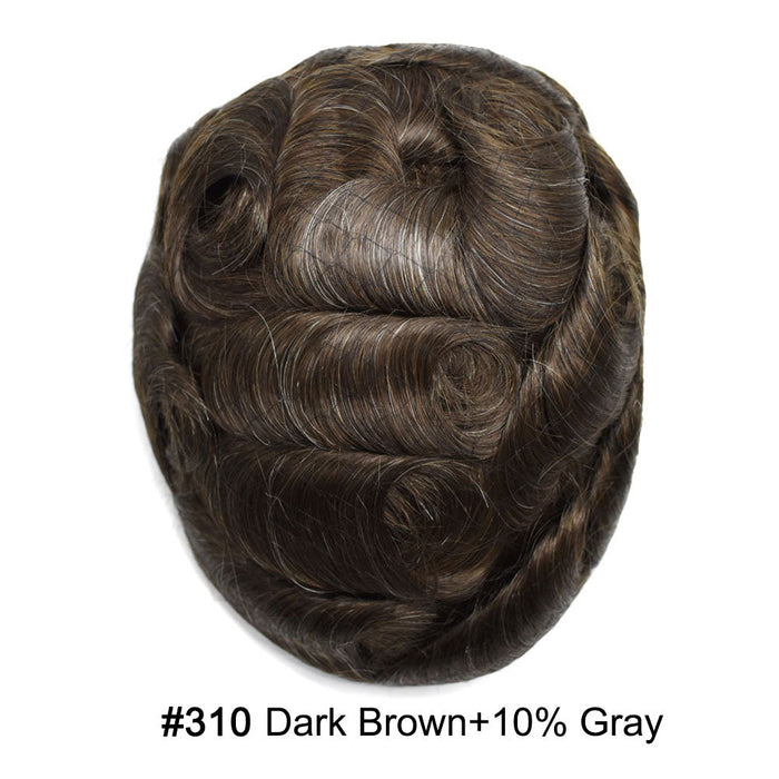 LYRICAL TOUPEE US Stock Human Hairpiece French Lace Mens Toupee Poly Skin Around Mens Hair System