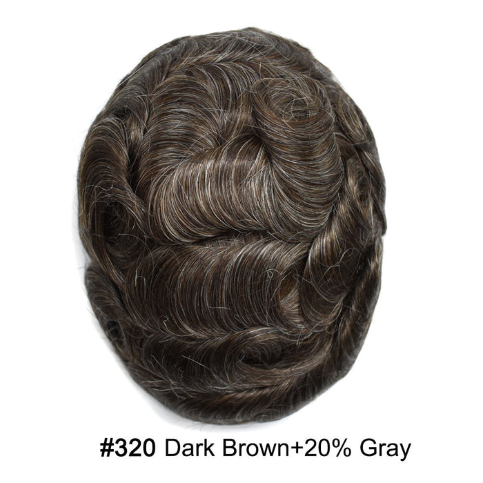LYRICAL TOUPEE US Stock Human Hairpiece French Lace Mens Toupee Poly Skin Around Mens Hair System
