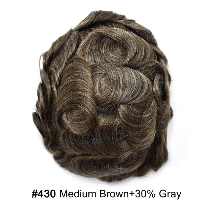 LYRICAL TOUPEE US Stock Human Hairpiece French Lace Mens Toupee Poly Skin Around Mens Hair System