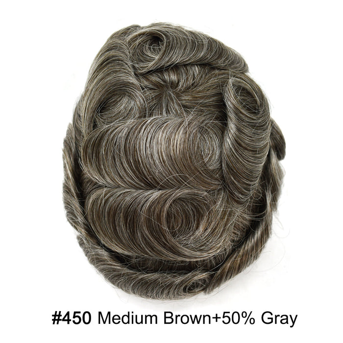 LYRICAL TOUPEE US Stock Human Hairpiece French Lace Mens Toupee Poly Skin Around Mens Hair System