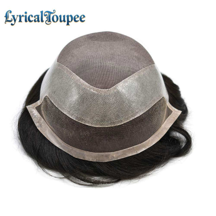 LYRICAL TOUPEE US Stock Mens Toupee Hair Pieces Durable Silk Fine Monofilament Hair Systems For Men