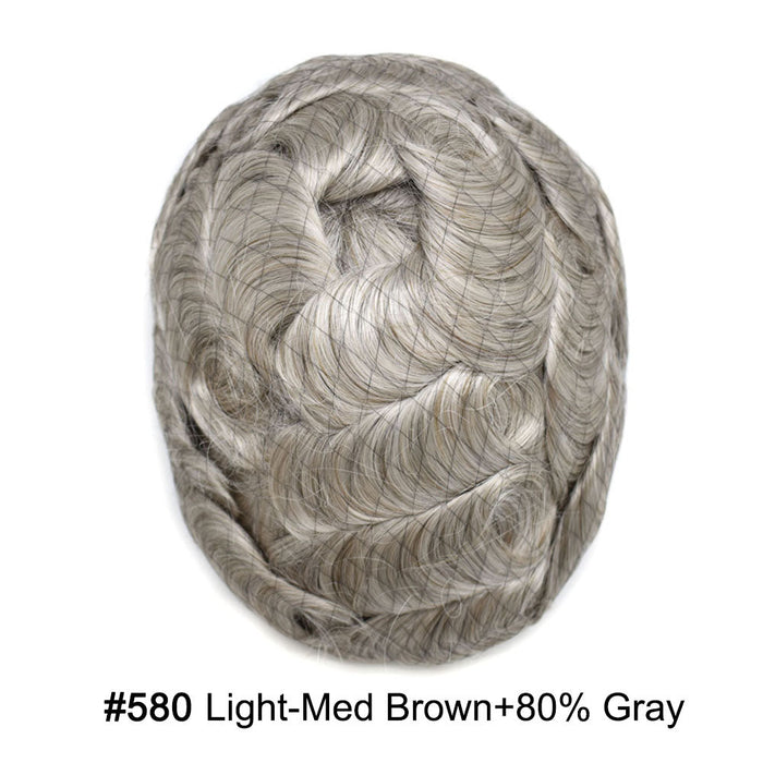 LYRICAL TOUPEE US Stock Human Hairpiece French Lace Mens Toupee Poly Skin Around Mens Hair System
