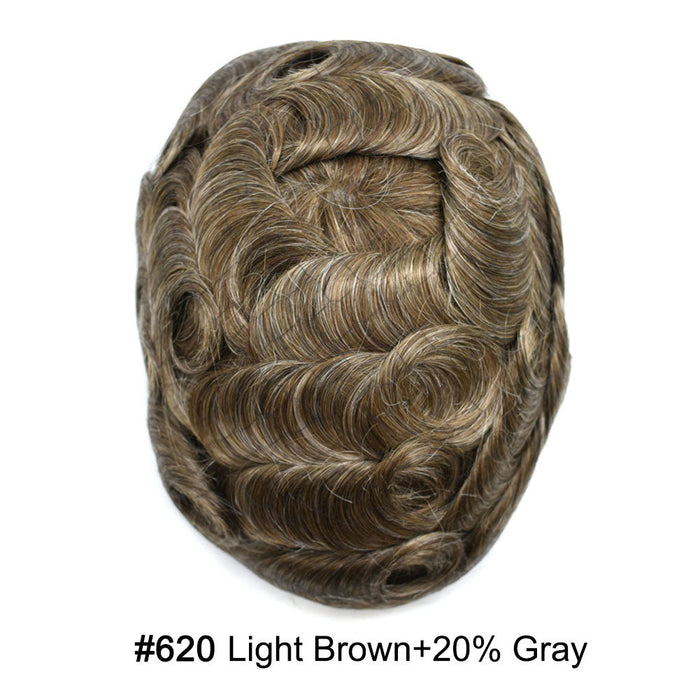 LYRICAL TOUPEE US STOCK Men Toupee Fine Monofliament Durable Mens Hair System Human Hair Mens Hairpiece