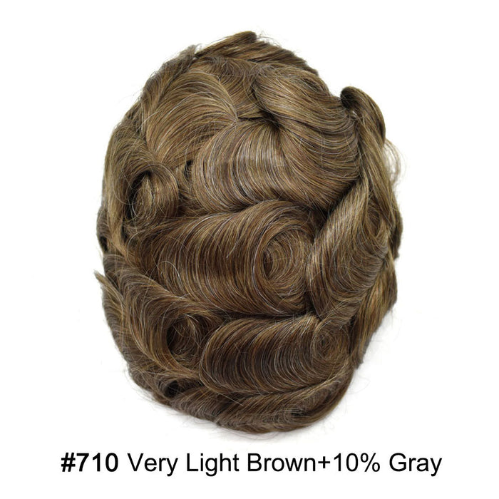 LYRICAL TOUPEE US STOCK Men Toupee Fine Monofliament Durable Mens Hair System Human Hair Mens Hairpiece