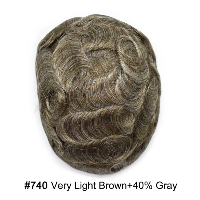 LYRICAL TOUPEE US Stock Human Hairpiece French Lace Mens Toupee Poly Skin Around Mens Hair System