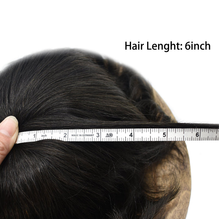 LYRICAL TOUPEE US STOCK Men Toupee Fine Monofliament Durable Mens Hair System Human Hair Mens Hairpiece