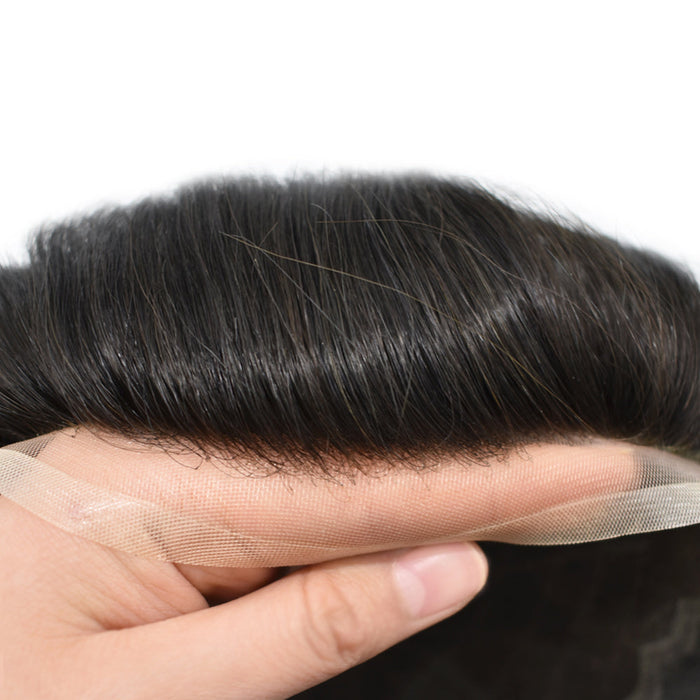 LYRICAL TOUPEE US Stock Hair System For Men Soft Welded Lace Base Front Human Hairpiece Bleached Knot Natural Hairline Hair System