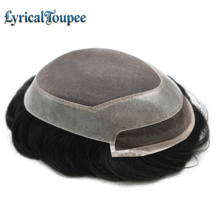 LYRICAL TOUPEE US Stock Mens Toupee Hair Pieces Durable Silk Fine Monofilament Hair Systems For Men