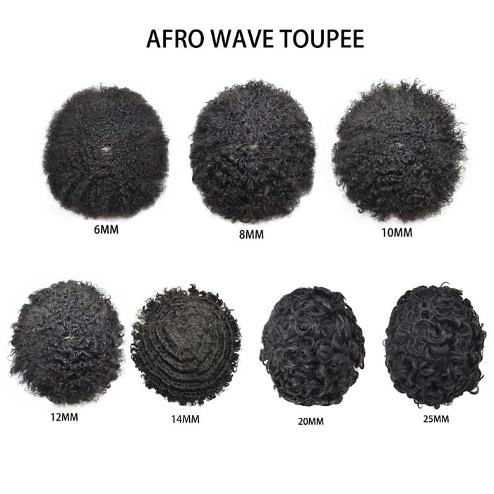 LYRICAL TOUPEE US Stock Afro Toupee for Black Men Full PU Curly Hair Unit For American African Men