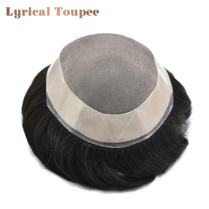 LYRICAL TOUPEE US Stock Hair System For Men Monofilament With NPU Around Lace Folded In The Very Front Hairpiece