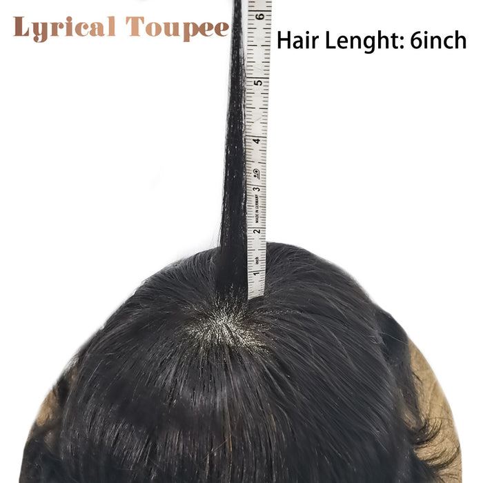 LYRICAL TOUPEE US STOCK Fine Mono Mens Hair Pieces French Lace Front Men Toupee Poly Skin Hair Replacement System for Men
