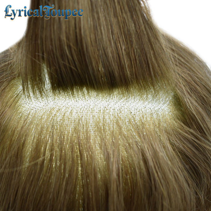 LYRICAL TOUPEE US Stock Human Hairpiece French Lace Mens Toupee Poly Skin Around Mens Hair System