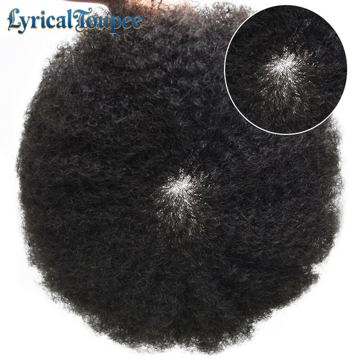 LYRICAL TOUPEE US STOCK Afro Toupee For Black Men Fine Monofilament Men Wave Hair Unit Poly Coated Kinky Curly Hairpiece