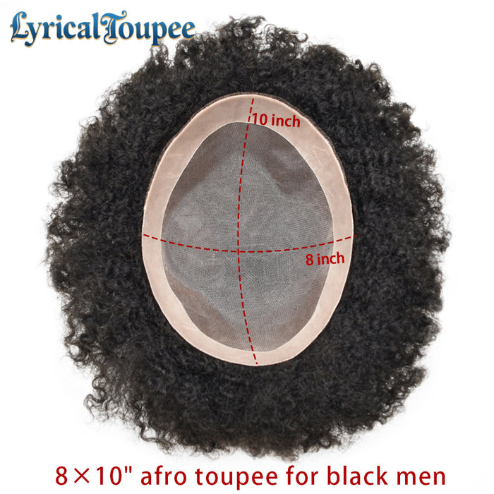 LYRICAL TOUPEE US STOCK Afro Toupee For Black Men Fine Monofilament Men Wave Hair Unit Poly Coated Kinky Curly Hairpiece