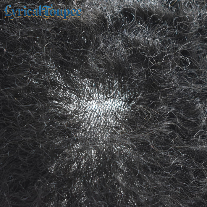 LYRICAL TOUPEE US Stock Afro Toupee for Black Men Full PU Curly Hair Unit For American African Men