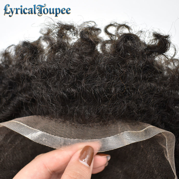 LYRICAL TOUPEE US STOCK Afro Curly French Lace Front Hairpiece for Black Men Weave Hair Unit