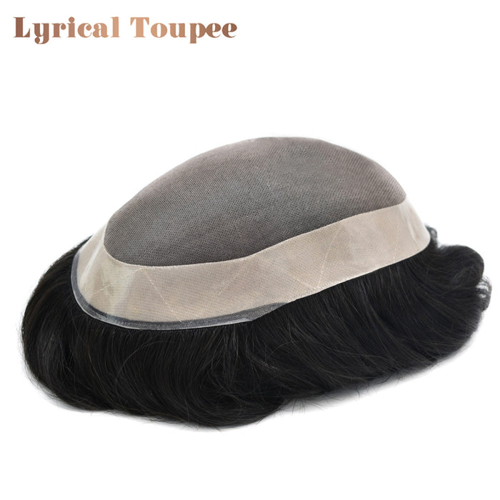 LYRICAL TOUPEE US Stock Hair System For Men Monofilament With NPU Around Lace Folded In The Very Front Hairpiece