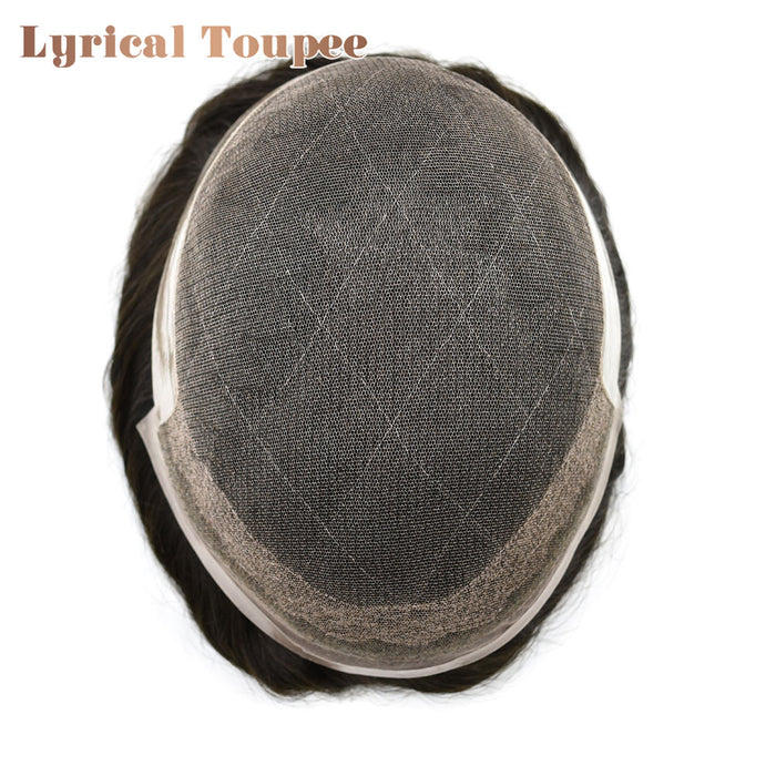 LYRICAL TOUPEE US Stock French Lace With Poly Coated Hair System For Men Natural Hairline Bleached  Knots Toupee for Men