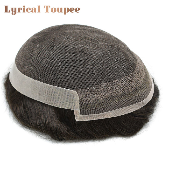 LYRICAL TOUPEE US Stock French Lace With Poly Coated Hair System For Men Natural Hairline Bleached  Knots Toupee for Men