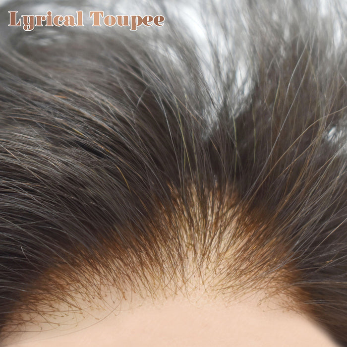 LYRICAL TOUPEE US Stock French Lace With Poly Coated Hair System For Men Natural Hairline Bleached  Knots Toupee for Men