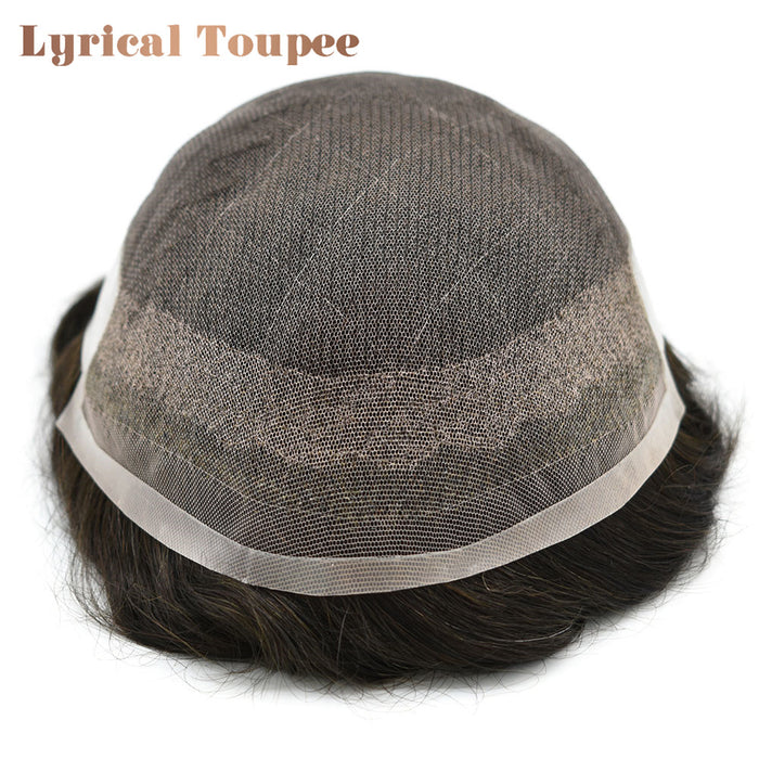 LYRICAL TOUPEE US Stock French Lace With Poly Coated Hair System For Men Natural Hairline Bleached  Knots Toupee for Men