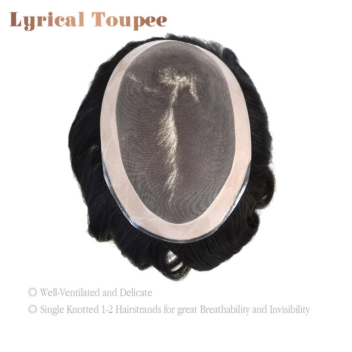 LYRICAL TOUPEE US Stock Hair System For Men Monofilament With NPU Around Lace Folded In The Very Front Hairpiece