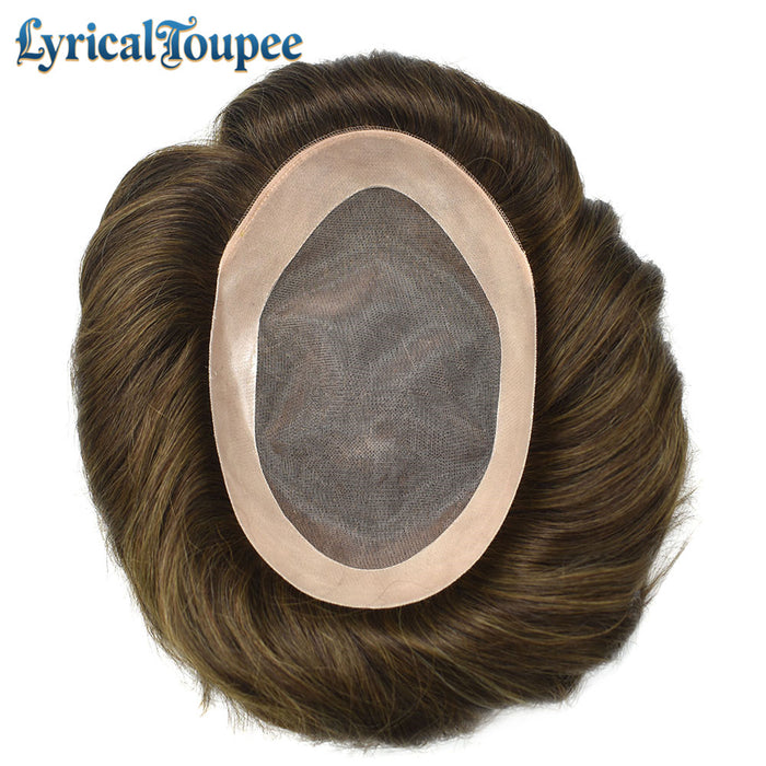LYRICAL TOUPEE System for Mens Hair Piece US STOCK Monofilament with PU Coating(NPU) Toupee Folded Lace Front Natural Hairline Mens Toupee