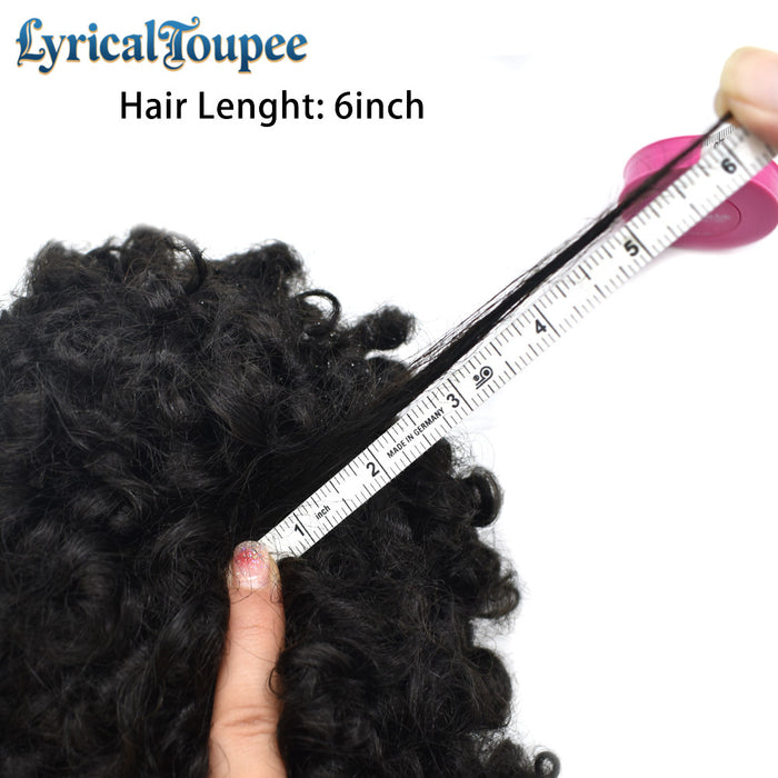 LYRICAL TOUPEE US STOCK Afro Toupee For Black Men Fine Mono Men Wave Hair Unit Clear Poly Around Kinky Curly Hairpiece