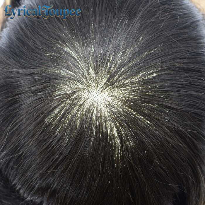 LYRICAL TOUPEE US STOCK Mens Hair System Fine Monofilament Front Mens Human Hair Toupee Non-Surgical Hair Replacement For Mens Hairpiece