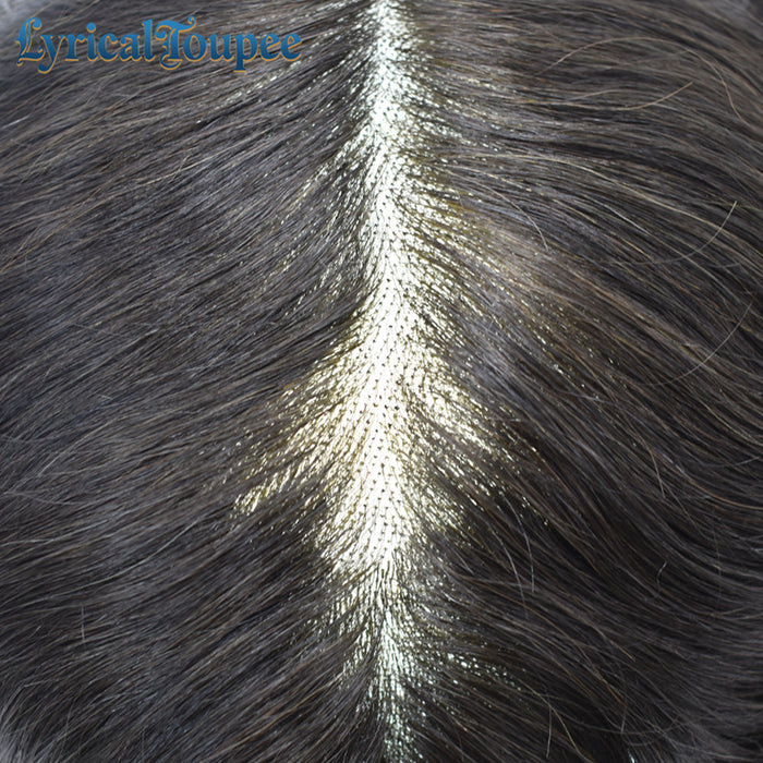 LYRICAL TOUPEE US STOCK Mens Hair System Fine Monofilament Front Mens Human Hair Toupee Non-Surgical Hair Replacement For Mens Hairpiece