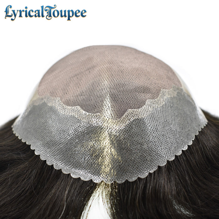 LYRICAL TOUPEE US STOCK Mens Hair System Fine Monofilament Front Mens Human Hair Toupee Non-Surgical Hair Replacement For Mens Hairpiece