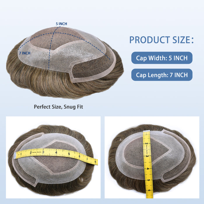 LYRICAL TOUPEE US Stock Mens Toupee Hair Pieces Durable Silk Fine Monofilament Hair Systems For Men