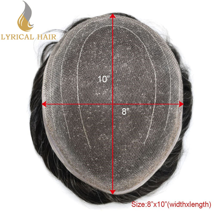 Lyricalhair Full Swiss Super Welded Lace Mens Toupee US STOCK Bleached Knots Men Hair Piece Natural looking Toupee for Men