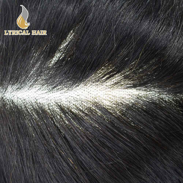 LYRICAL HAIR US STOCK Fine Mono Mens Hair Pieces French Lace Front Men Toupee Poly Skin Hair Replacement System for Men
