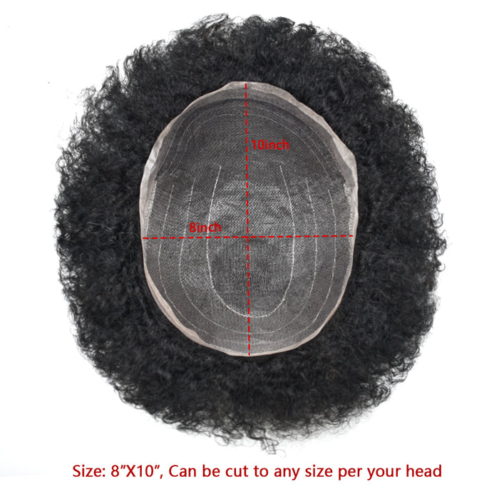 LYRICAL TOUPEE Welded Mono Lace Afro Curly Toupee For Black Men Invisible Full Swiss Super Welded Lace Hair Units for African American Curly Mens Toupee Hairpieces