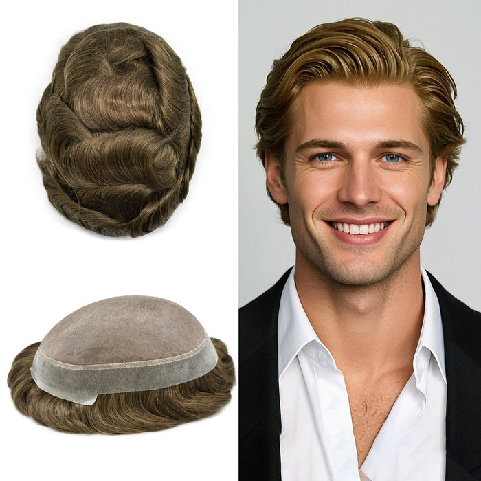 LYRICAL TOUPEE Hair US Stock System For Men Fine Monofilament With PU Hairpieces For Men
