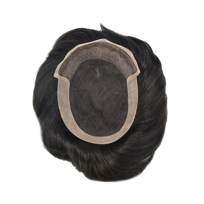 LYRICAL TOUPEE US Stock French Lace With Poly Coated Hair System For Men Natural Hairline Bleached  Knots Toupee for Men