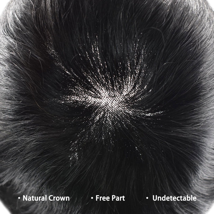 LYRICAL TOUPEE US Stock Hair System For Men Monofilament With NPU Around Lace Folded In The Very Front Hairpiece