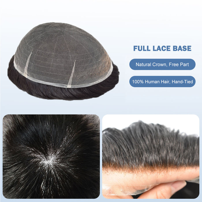 LYRICAL TOUPEE Mens Toupee Full Swiss Lace Hair System Bleached Knots Toupee For Mens Hairpieces Hair Prosthesis