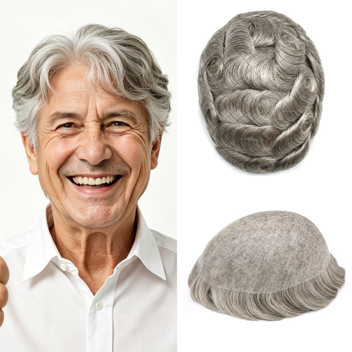 LYRICAL TOUPEE US Stock 0.10mm Thickness Durable Skin Hair System for Men 100% Hand Tied Woven Toupee for Men