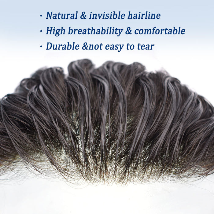 LYRICAL TOUPEE US Stock 0.06mm Ultra Thin Skin Hair System for Men V-Looped Knots Mens Hairpieces Toupee for Men