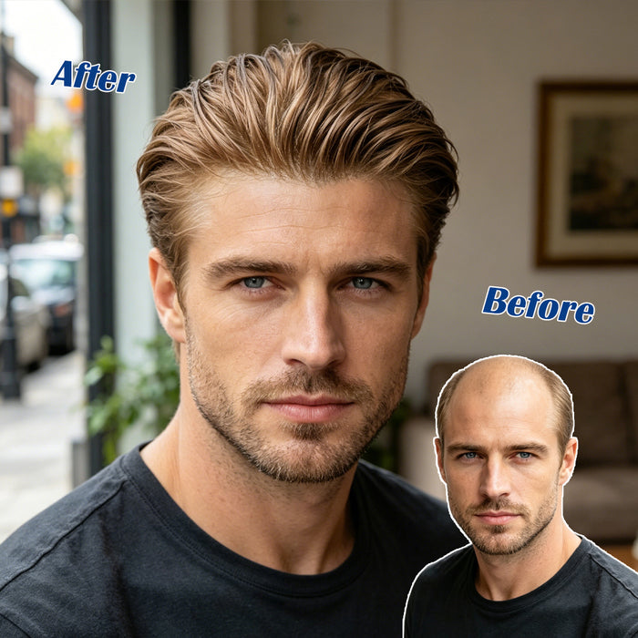 LYRICAL TOUPEE Mens Hair Replacement Systems French Lace Front Toupee For Men Hair Pieces Invisible Hair System For Men Bleached Knots