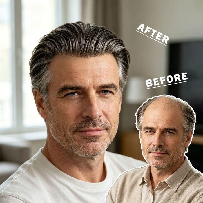 LYRICAL TOUPEE Mens Toupee 0.06mm Ultra Thin Skin Hair Replacement System for Men V-Looped Knots Mens Hairpieces Natural Hairline Toupee for Men