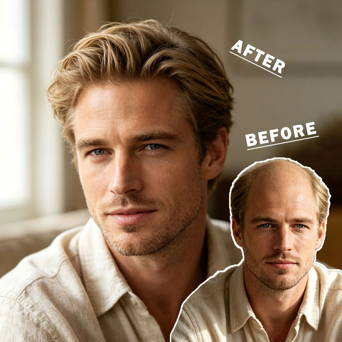 LYRICAL TOUPEE US Stock 0.08mm Thickness Natural& Durable Thin Skin Hair System For Men V-Looped Knots Mens Hairpieces Natural Hairline  Toupee for Men